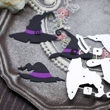 Witch Hat Metal Cutting Dies Set, Wizard Hat Die Cuts For DIY Scrapbooking Card Making, Halloween Theme Embossing Stencil For Paper Craft Decoration - C-Silver - View 5