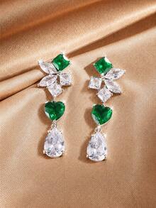 rakol 2pcs Luxury Bohemian Style Cubic Zirconia Waterdrop Women Dangle Earrings, Suitable For Daily Wear - Earring - View 10