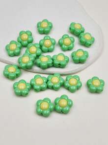 20pcs Sweet Cute Colorful Flower Beads DIY Jewelry Making And Decoration Beads For Phone Chain, Keychain, Necklace - Solid Color Floral - View 5
