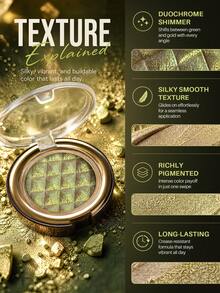 CHARMACY High-Shine Multichrome Eyeshadow 1pc Single Sparkly Diamond Dust Y2K Grid Pattern Clear Dome Compact Radiant Glow Crease-Proof Eye Glitter Pigment For Halloween Festival Rave Costumes - 01 - View 4