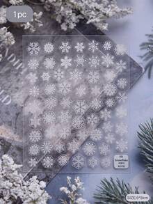 1 Set Silver White Snowflake Pattern Decorative Stickers, Winter Minimalist Aesthetic, Self-Adhesive Easy Application, For Cup, Digital Device Shell Decoration, Winter Decorative Stickers - Decorative Stickers - View 5