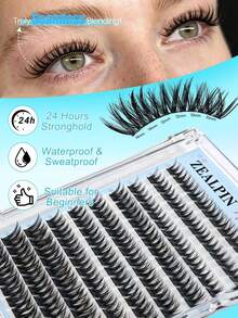 anlinnet 10 Rows Reusable Glueless Lashes Waterproof Self Adhesive Lashes C Curling Spike Lashes Cluster 10-14mm Gift For Women & Girl No Extra Lash Glue Required! Built-In Pre-Adhesive Band Lets You Apply Lashes In Seconds-Just Press On. - View 3