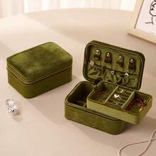 2pcs Jewelry Storage Box, Made Of High-Quality Velvet Fabric, Travel Jewelry Box, With Multiple Compartments And A Compact Size, Suitable For Both Home Storage And Outdoor Travel. It Can Store Rings, Earrings, Necklaces, And Is Perfect As A Gift - Multicolor - View 5