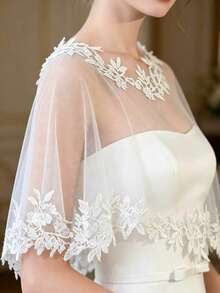 Bridal Lace Mesh Bolero Shrug, Thin Arm Cover Outer Layer, Evening Dress Decorative Shawl - Multicolor - View 5