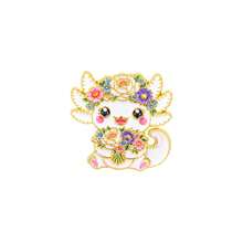 Floral Axolotl Enamel Pin, Cartoon Flower Salamander Lapel Pin, Decorative Brooch For Backpack Clothes Hat, Cute Accessory Gift For Women Girls - Multicolor - View 16