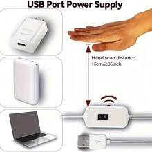 Acosh Neon شريط إضاءة LED USB مع مستشعر حركة اليد، إضاءة LED تحت الخزانة، شرائط إضاءة LED للمطبخ والخزانة والرف والمنضدة وغرفة النوم، أضواء مستشعر الحركة للخزانة - الضوء الابيض - مشاهدة 6