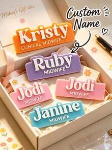 Personalized Pin Badge, Customized Name Tag, Customizable Text/Name, Suitable For Students, Nurses, Teachers And Professionals, Ideal For Back To School, Hospital And Office Settings, Can Be Worn On Uniform - Multicolor - View 4