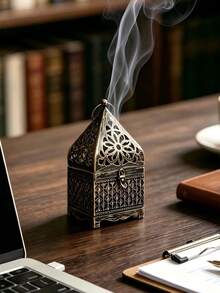 1Pc Retro Carved Hollow Iron Incense Burner, Decorative Censer Box, Ramadan Xmas Holiday Table Ornament, Aromatherapy Holder For Home Meditation Room Decor Gift - Vintage Incense Burner - View 7