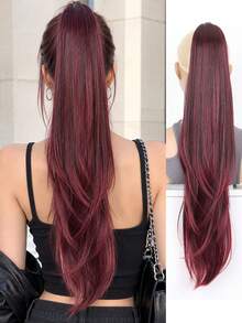 26 Inch Long Layered Drawstring Ponytail Hair Extensions For Women, Straight Clip-In Hairpiece, Thick Ponytail, Easy Wear Hair Extension For Christmas, Halloween, Parties & Special Occasions - Multicolor - View 11