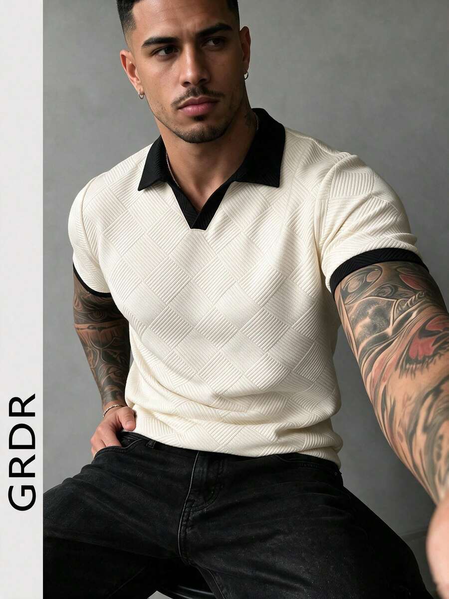 Camisa polo casual de manga corta para hombres GRDR para ir al trabajo