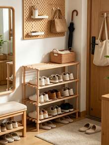 2/3/4-Tier Solid Wood Shoe Rack/Storage Shelf, Solid Wood Shoe Rack, Tiered Shelf, Wooden Shoe Rack/Flower Rack, Simple Storage Support Shelf, Wooden Shoe Rack For The Entrance, Wooden Storage Shelf For The Living Room - Wood Color - View 12