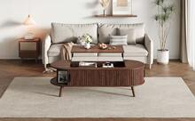 Coffee Table Made Of Wood With Storage Adjustable Sturdy Brown For Living Room And Lounge - Walnut - View 9