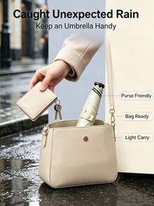 Lightweight Coin-Sized Folding Umbrella, Portable Mini Pocket Handheld Umbrella For Daily Commute And Outdoor Wind & Rain - Multicolor - View 4