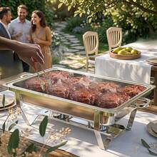 Stainless Steel Multi-Function Baking Tray, Food Warmer, Hot Pot Stove, Standard Size Buffet Chafing Dish, Includes Lid, Food Tray And Fuel Rack, Suitable For Hotel, Restaurant, Outdoor Use, - A - View 6