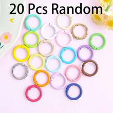 10/20pcs Mixed Color Spring O-Ring Keychains, Colorful Coated Metal Open Rings, DIY Key Chain Bag Pendant Hardware Accessories - Multicolor - View 5