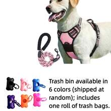 BVEOYPET 3pcs Pink Dog Walking Set, Includes Adjustable Reflective Harness, Extended Leash, Bone-Shaped Poop Bag Dispenser, Cute Outdoor Pet Travel Accessories Suitable For Small, Medium And Large Dogs - Pink - View 1