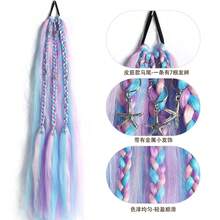Matte Colorful Rope Ponytail Crochet Hair Extension Hand-Woven Performance Braided Ponytail Wig Hair Tie Hair Band - Multicolor - View 3