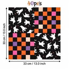 20/40/60PCS Halloween Napkins, Cute Ghost & Colorful Checkered Paper Napkins, 2-Ply Disposable Halloween Party Supplies For Table Decor - Halloween Napkins - View 9