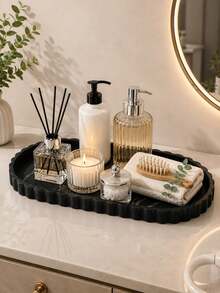 Large Capacity Silicone Bathroom Vanity Tray, Wavy Edge Decorative Countertop Storage Organizer, Suitable For Cosmetics, Perfumes, Toiletries, Soaps, Cleaners And Candles, Modern Coffee Table Storage Tray, Suitable For Bathroom, Bedroom, Vanity And Home Decor Accessories - Multicolor - View 12
