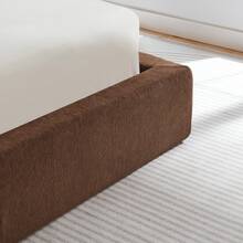 140x200 Cm Bed Frame With Padded Headboard, Reinforced Steel Frame, No Spring Base – Easy Assembly, High Stability, Mattress Not Included. - Brown - View 8