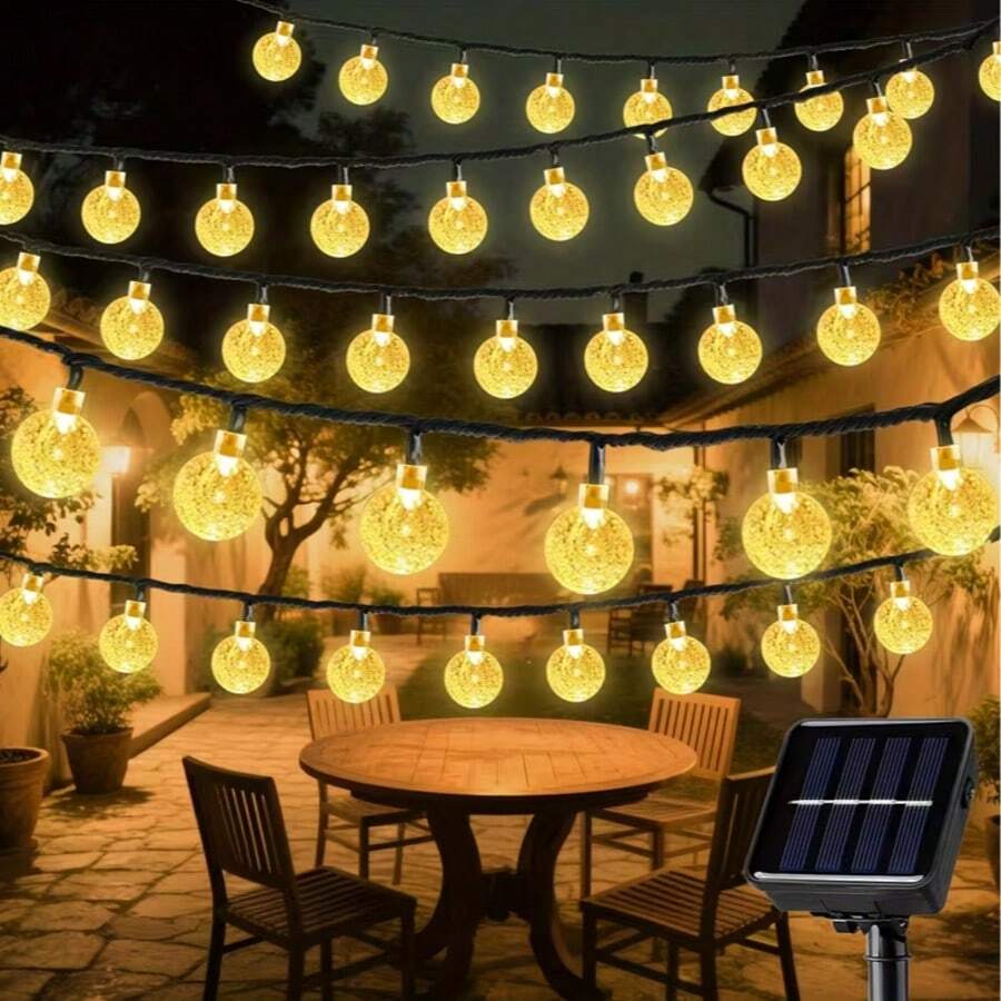 1pc 16/23/39Ft 20/50/100Leds Big Bulb Solar Crystal Ball, Bubble Light ...
