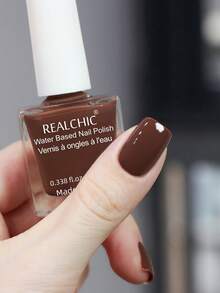 REALCHIC 10毫升/瓶 咖啡棕色水性指甲油，快干、持久、可撕拉，适合女性和女孩美甲，秋冬季颜色，节日礼物 - 咖啡棕 - 查看 2