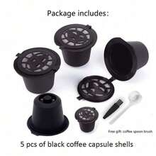 SOKANY 5 Pieces Of Reusable Coffee Capsule Shell, Can Be Filled With Coffee Powder, 6-Hole Water Inlet, 304 Stainless Steel Strainer, Measuring Spoon And Cleaning Brush, Suitable For Medium Roasting/Deep Roasting/Ultra-Fine Grinding - View 14