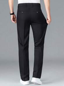 Men's Plus Size Stretch Casual Straight Leg Dress Pants, Business Commuter Trousers, Comfortable Versatile Breathable Wrinkle-Resistant Long Pants - Black - View 5