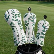 1pc Watercolor Green Leaf Botanical Printed Headcover Set For Driver, Fairway Wood And Hybrid, Protective Golf Club Head Cover For Outdoor Sports - Multicolor - View 5