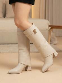 Women Knee-High Boots - Latte - View 4