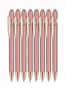 12/8/4/2pcs 2-In-1 Rose Gold Metal Stylus Pen, 1.0mm Black Ink, Suitable For Touchscreen Devices, Back To School Essential - Rose Gold - View 14