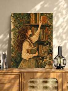 DIY Aesthetic Vintage Girl Reading In Library (Frameless Or Framed 8x12 / 16x20 Inches) Paint By Numbers Kit(Acrylic) Arts & Crafts For Adult Beginners, Home Wall Decor, And Unique Holiday Gifts - Sets - View 3