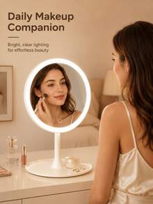 LED Makeup Mirror With Lights, Optional 3X Magnifying Suction Cup Mirror Set, 3 Lighting Modes, Tabletop Makeup Mirror, Vanity Mirror With Storage Base, Touch Control, 320mAh Battery, Suitable For Home, Bedroom And Travel Use, Ideal Holiday Gift - Multicolor - View 6