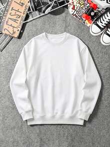 Autumn Men's Thin Crewneck Sweatshirt With Disco Ball Print And DISCO CLUB Text, Back Large Graphic, Silver Design,Y2K - White - View 5