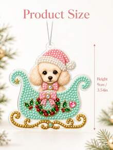 Customized Photo Christmas Ornament, Cute Macaron Color Christmas Sleigh Christmas Hat Pearl Diamond Painting DIY Set, Shiny Handmade Hanging Decoration, Unique Personalized Photo Memorial Gift, Pet Memorial Gift - Multicolor - View 9