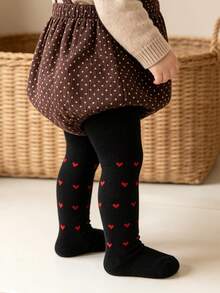 4/1pc/Pack Baby Girls Heart Jacquard Tights, Spring/Autumn Large PP Crotch Infant Leggings, Multi-Color Versatile Toddler Tights - Multicolor - View 7