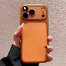 Luxury Transparent Matte Plating Phone Case Compatible With Iphone 18 Pro Max 17 16e 15 14 Plus 13 12 11 Pro,With Lens Protection,Metallic Color Frame Back Cover - Orange - View 8