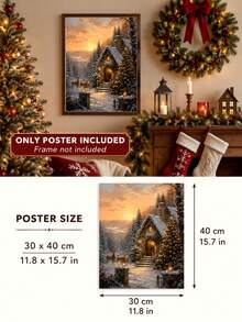 SUPSTICKER Christmas Wall Art Poster, Santa Reindeer Nutcracker Snowy Cabin Print, Holiday Decor For Living Room Bedroom Entryway, 3 Styles - Christmas - View 17