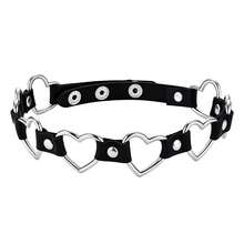 Yanxyad Punk PU Leather Choker Necklace Set, Hollow Heart Star Bone Pendant, Adjustable Gothic Y2K Collar Jewelry For Women - Black - View 7