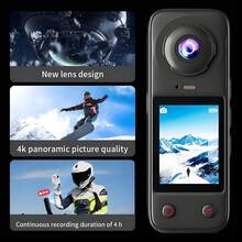 4K Ultra HD Panoramic Action Camera, 200° Wide Angle Switchable Dual Front And Rear Lens, 2.0-Inch Screen, 1500mAh Battery, Can Be Used As PC Webcam. 32GB Storage Card, Compact And Durable Outdoor Action Camera, Suitable For Outdoor Sports, Cycling, Travel And More - View 4