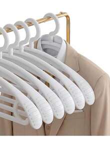 12/6 Pack Sturdy Plastic Hangers - Reinforced Shoulder Design, 360-Degree Swivel Hook, Non-Slip Polished Surface, Perfect For Adult Clothing Storage, Closet Organization And Wardrobe Display - Beige - View 2