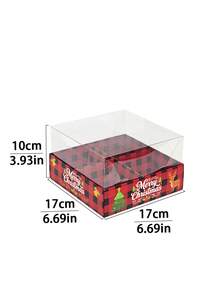 1pc/4pcs/10pcs Christmas Style 4-Compartment Box With Lid, Independent Partition Storage, Suitable For Macarons, Cookies, Candies, Private Baking Packaging - View 2
