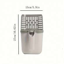 [Hot Seller]Cat Litter Scoop With Detachable Trash Bag Holder - Durable Plastic Scoop With Baffle, Easy To Clean Litter Box - Suitable For All Cat Breeds (Random Trash Bag Style) - Grey - View 3