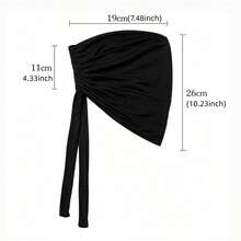 2pcs Women Headscarf Hairband Hat Set, Multi-Functional Basic Cap, Middle Eastern Festival Style, Elastic Hat For Abaya Matching, Organza Headscarf Hat Combo, Casual Style - Black - View 2