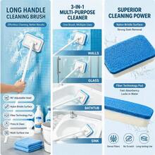 1Pc Long‑Handle Tile Cleaning Brush, Ergonomic Non‑Slip Handle, Multi‑Functional Surface Cleaning Tool For Bathroom Walls, Floors And Bathtubs, For Home And School Use, Household Cleaning Tool - New Model - View 4