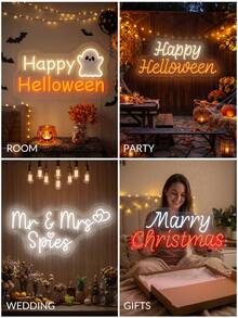 Custom Name Neon Signs, USB-Powered, Perfect For Wall Decor, Parties, Halloween, Christmas Decor Home, Bedrooms, Weddings, Birthdays, And Game Rooms - Multicolor - View 3