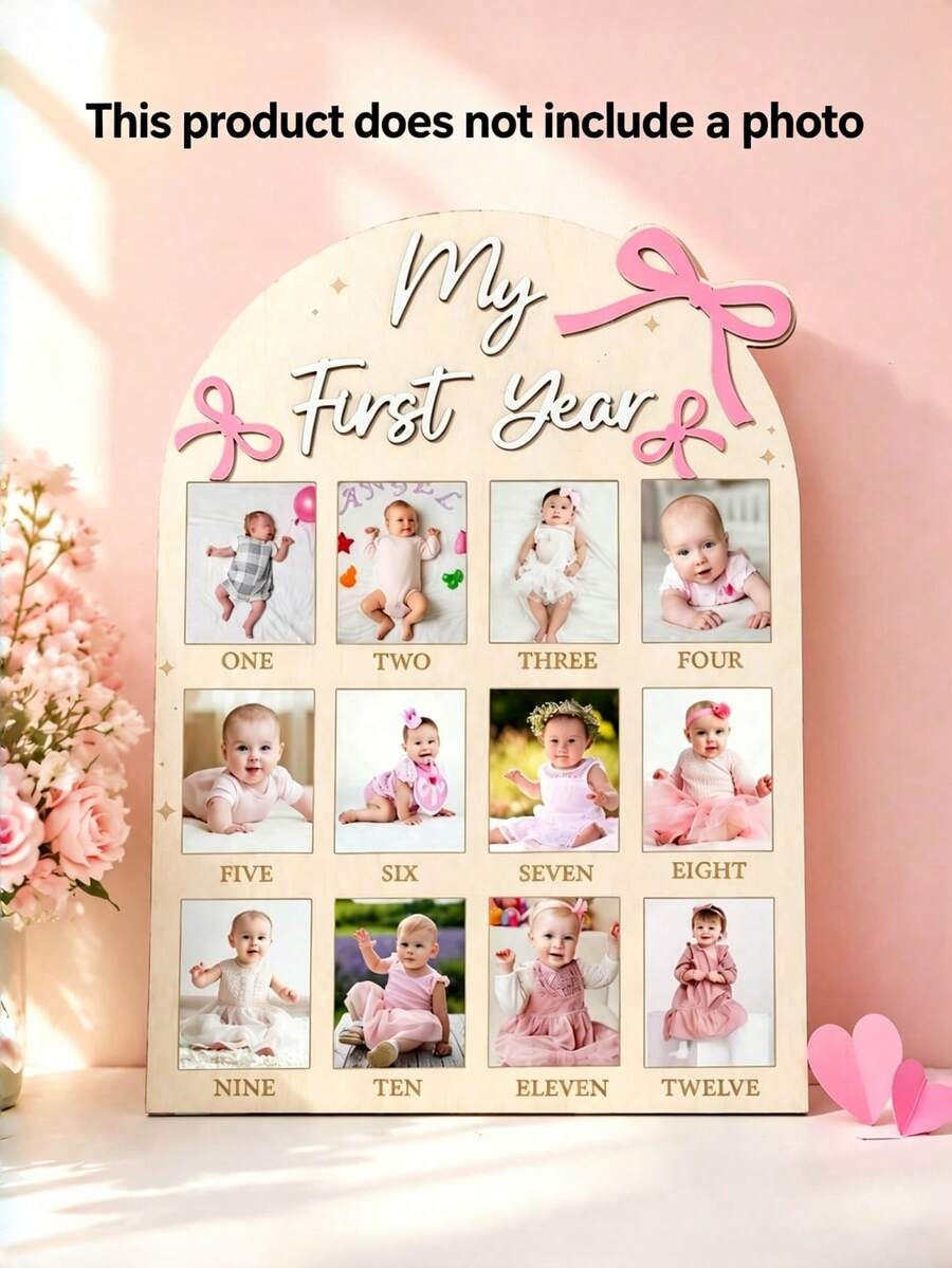 我的第一年嬰兒里程碑木製照片板 12個月新生兒相框 男孩女孩嬰兒生日 嬰兒洗禮 - 里程碑 - 查看 1