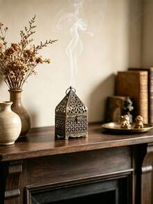 1Pc Retro Carved Hollow Iron Incense Burner, Decorative Censer Box, Ramadan Xmas Holiday Table Ornament, Aromatherapy Holder For Home Meditation Room Decor Gift - Vintage Incense Burner - View 4