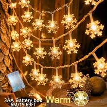 1pc 1.5/3/6m Warm White Christmas String Lights, LED Snowflake Battery Powered, Suitable For Living Room And Other Indoor Home Decor, Christmas, Thanksgiving, New Year Party, Winter And Gatherings (Battery Not Included) - Snowflake - View 15
