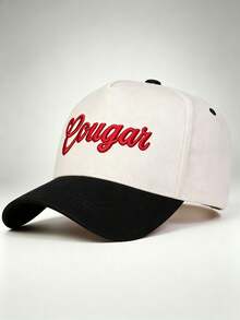 1pc Men 'eougan' Embroidered Two Tone Baseball Cap Adjustable Design Perfect For Spring And Fall Trips, Beach Parties, Running, And Sun Protection - Multicolor - View 3